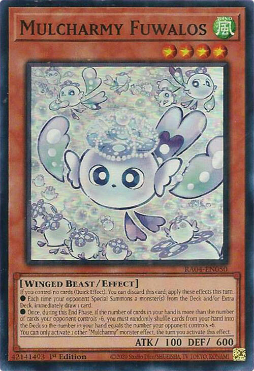 Mulcharmy Fuwalos RA04-EN050 card from Quarter Century Stampede