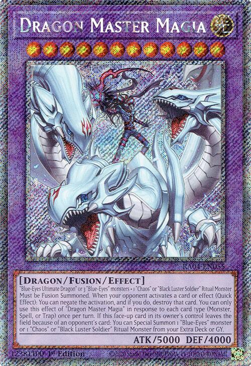Dragon Master Magia (Platinum Secret Rare) RA04-EN055 card from Quarter Century Stampede