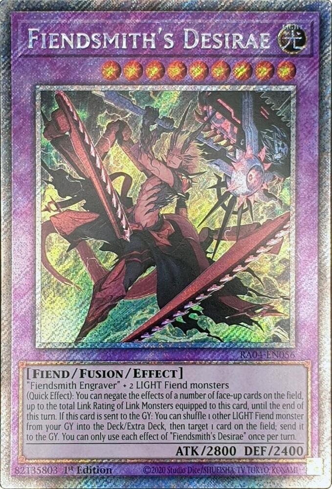 Fiendsmith's Desirae (Platinum Secret Rare) RA04-EN056 card from Quarter Century Stampede