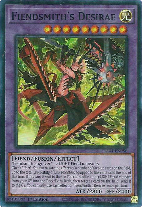 Fiendsmith's Desirae RA04-EN056 card from Quarter Century Stampede