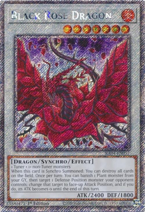 Black Rose Dragon (Platinum Secret Rare) RA04-EN057 card from Quarter Century Stampede