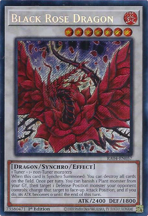 Black Rose Dragon (Secret Rare) RA04-EN057 card from Quarter Century Stampede