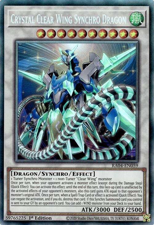 Crystal Clear Wing Synchro Dragon (PCR) RA04-EN059 card from Quarter Century Stampede