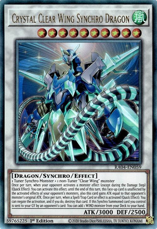 Crystal Clear Wing Synchro Dragon (PUR) RA04-EN059 card from Quarter Century Stampede