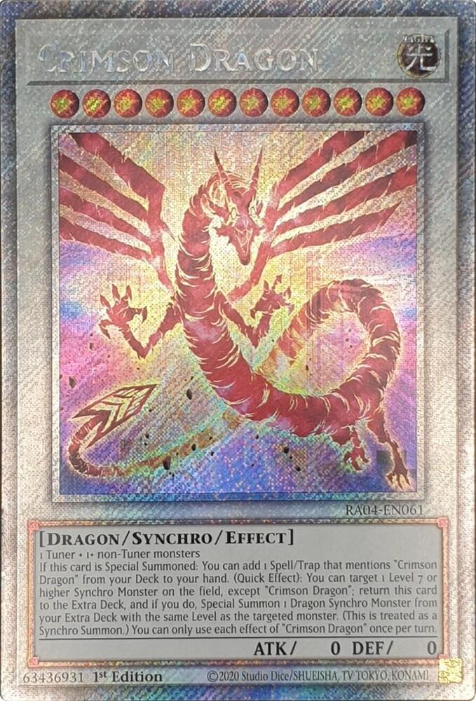 Crimson Dragon (Platinum Secret Rare) RA04-EN061 card from Quarter Century Stampede