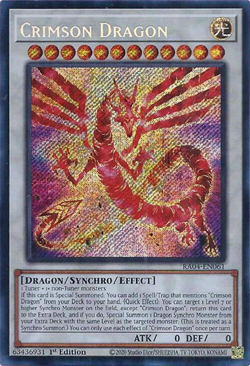 Crimson Dragon (Secret Rare) RA04-EN061 card from Quarter Century Stampede