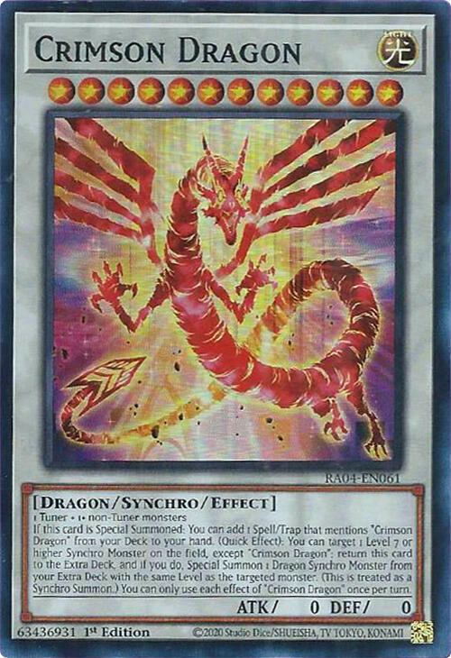 Crimson Dragon RA04-EN061 card from Quarter Century Stampede