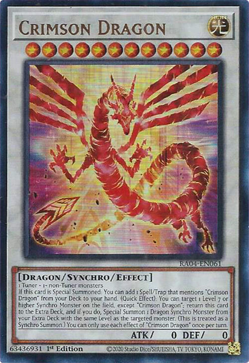 Crimson Dragon (UR) RA04-EN061 card from Quarter Century Stampede