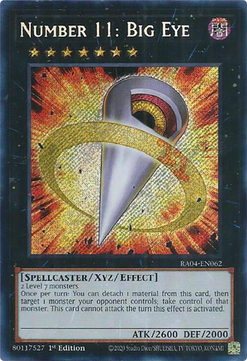 Number 11: Big Eye (Secret Rare) RA04-EN062 card from Quarter Century Stampede