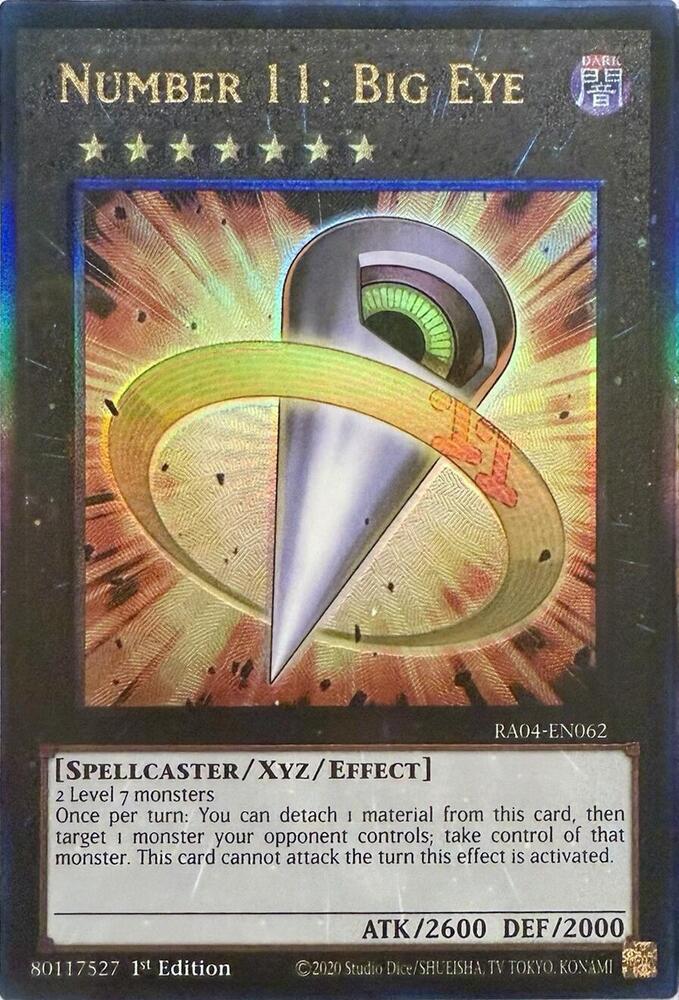 Number 11: Big Eye (PUR) RA04-EN062 card from Quarter Century Stampede