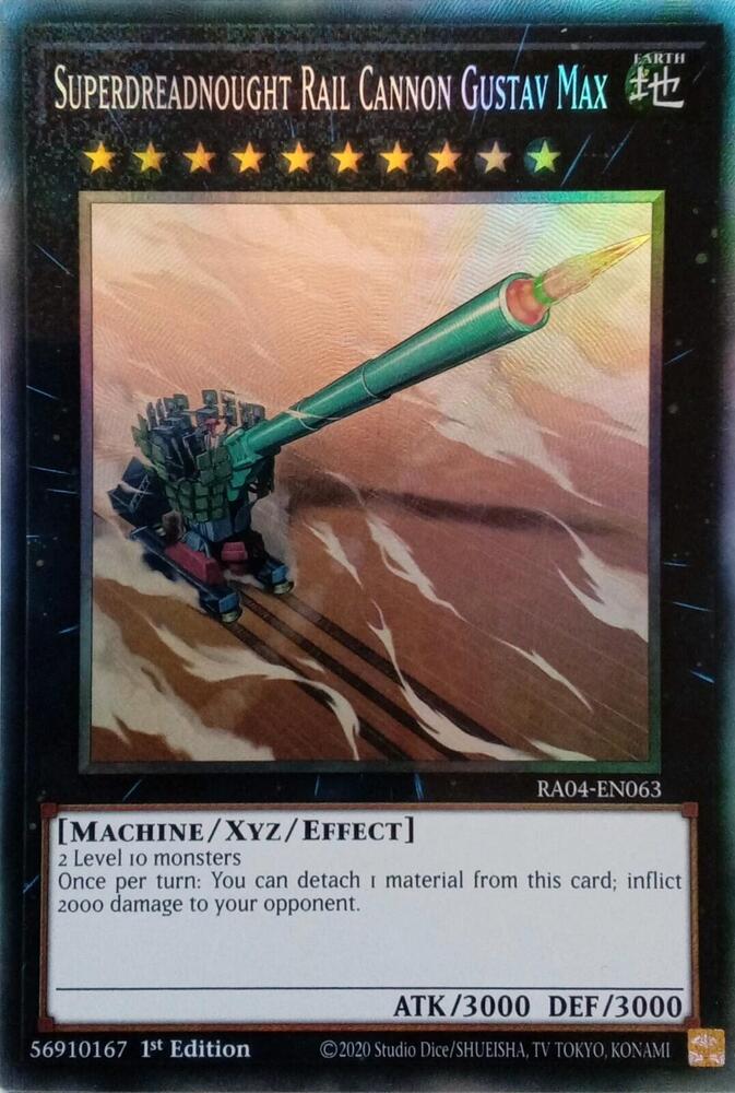 Superdreadnought Rail Cannon Gustav Max (PCR) RA04-EN063 card from Quarter Century Stampede