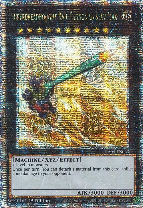 Superdreadnought Rail Cannon Gustav Max (Quarter Century Secret Rare) RA04-EN063 card from Quarter Century Stampede
