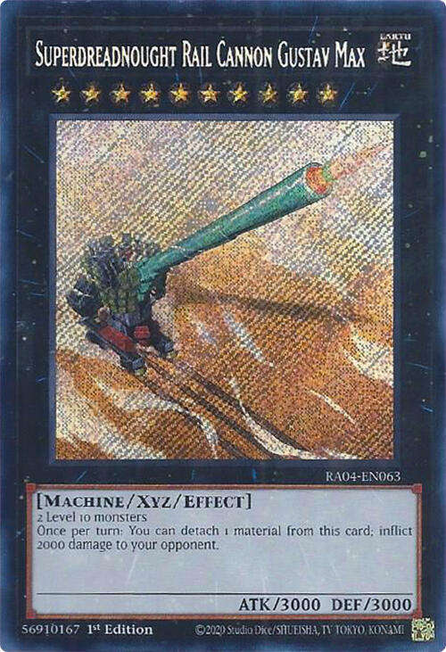 Superdreadnought Rail Cannon Gustav Max (Secret Rare) RA04-EN063 card from Quarter Century Stampede
