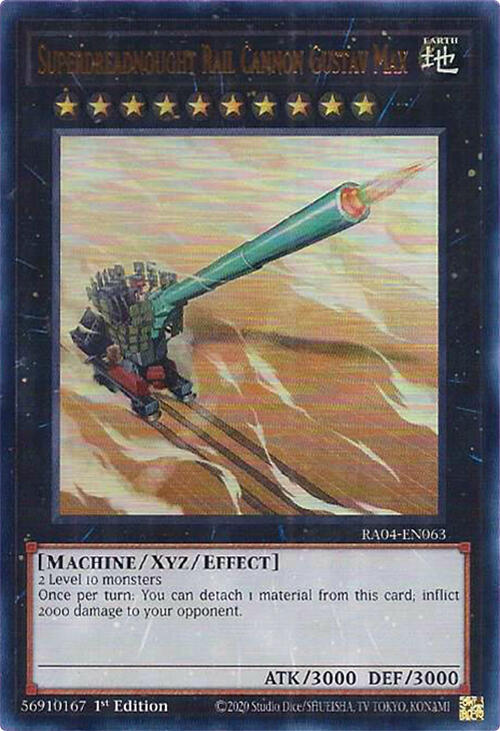 Superdreadnought Rail Cannon Gustav Max (UR) RA04-EN063 card from Quarter Century Stampede