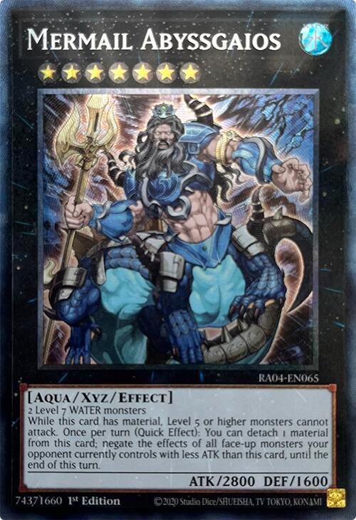 Mermail Abyssgaios (PCR) RA04-EN065 card from Quarter Century Stampede