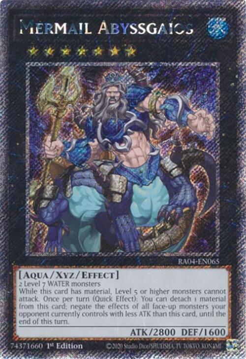 Mermail Abyssgaios (Platinum Secret Rare) RA04-EN065 card from Quarter Century Stampede