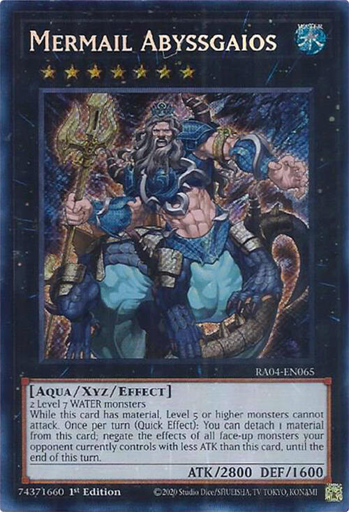Mermail Abyssgaios (Secret Rare) RA04-EN065 card from Quarter Century Stampede