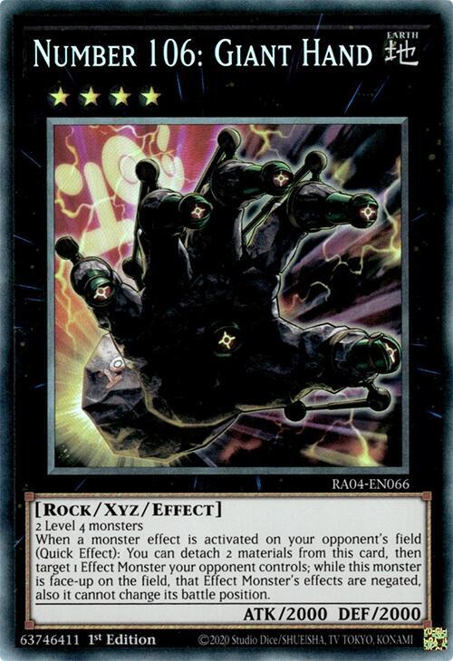 Number 106: Giant Hand (PCR) RA04-EN066 card from Quarter Century Stampede