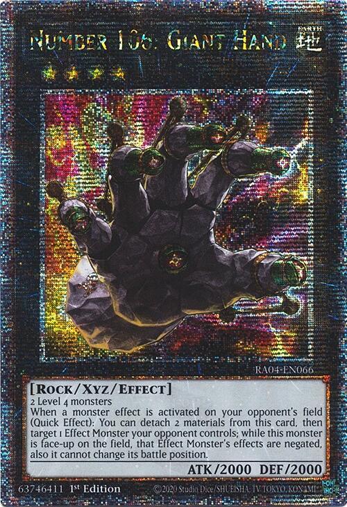 Number 106: Giant Hand (Quarter Century Secret Rare) RA04-EN066 card from Quarter Century Stampede