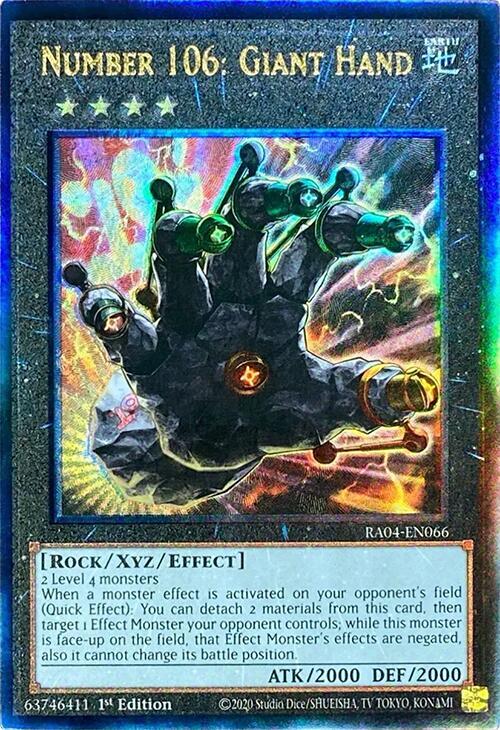 Number 106: Giant Hand (PUR) RA04-EN066 card from Quarter Century Stampede