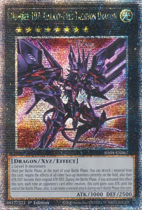 Number 107: Galaxy-Eyes Tachyon Dragon (Quarter Century Secret Rare) RA04-EN067 card from Quarter Century Stampede