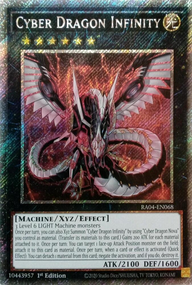 Cyber Dragon Infinity (Platinum Secret Rare) RA04-EN068 card from Quarter Century Stampede