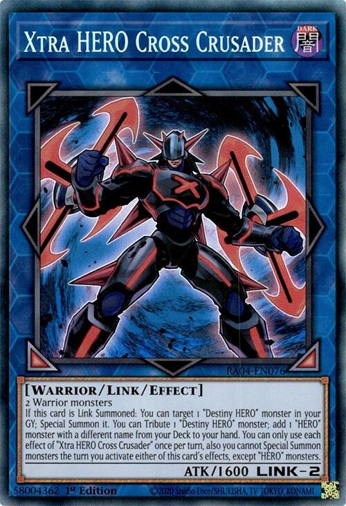 Xtra HERO Cross Crusader (PCR) RA04-EN076 card from Quarter Century Stampede