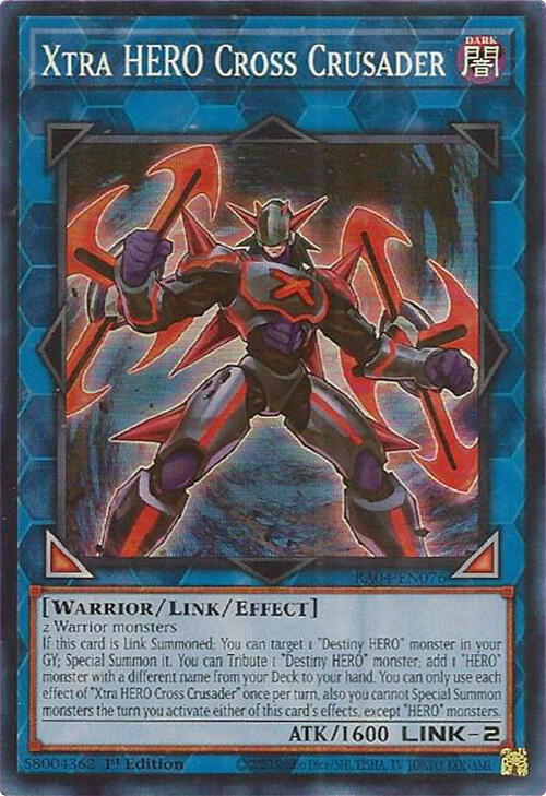 Xtra HERO Cross Crusader RA04-EN076 card from Quarter Century Stampede