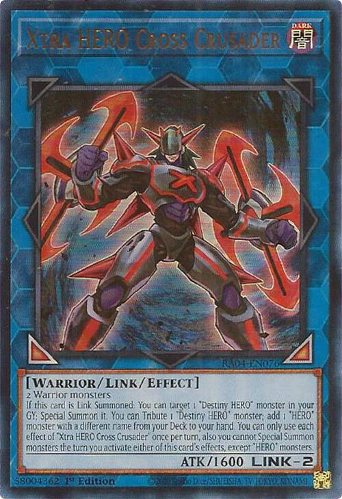 Xtra HERO Cross Crusader (UR) RA04-EN076 card from Quarter Century Stampede