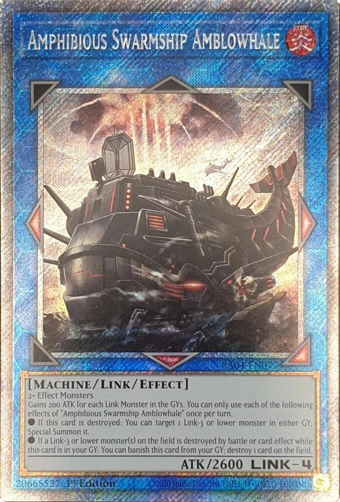 Amphibious Swarmship Amblowhale (Platinum Secret Rare) RA04-EN077 card from Quarter Century Stampede