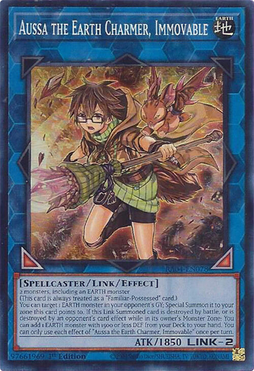 Aussa the Earth Charmer, Immovable RA04-EN078 card from Quarter Century Stampede