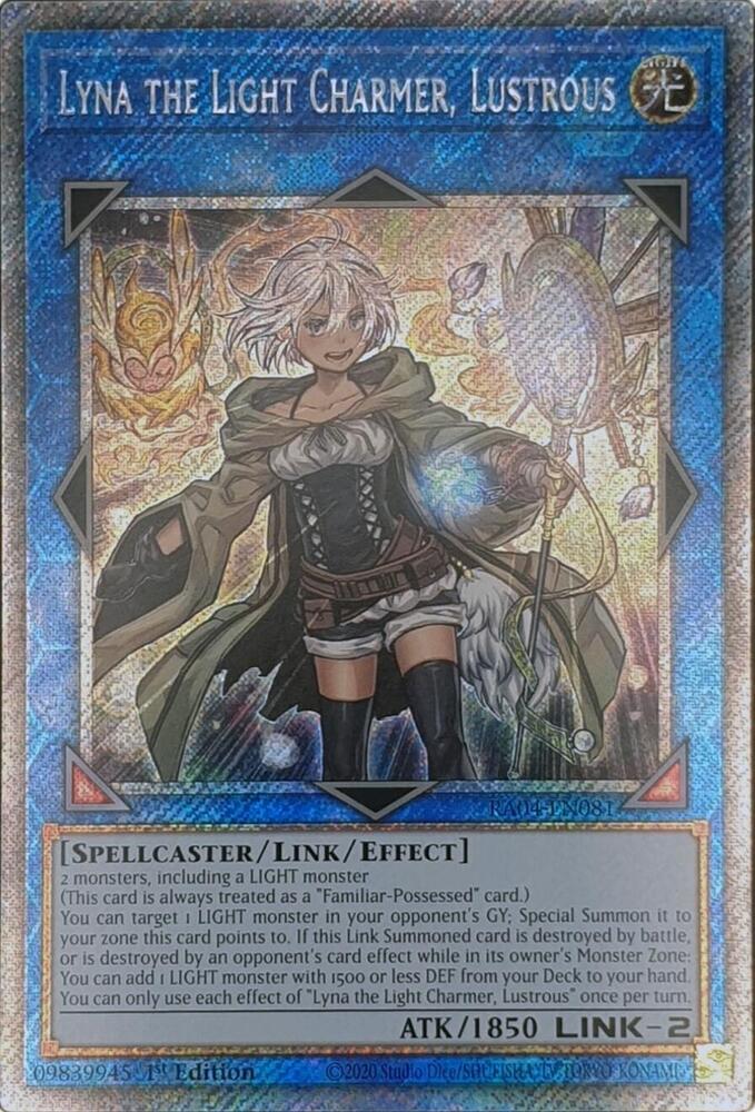 Lyna the Light Charmer, Lustrous (Platinum Secret Rare) RA04-EN081 card from Quarter Century Stampede