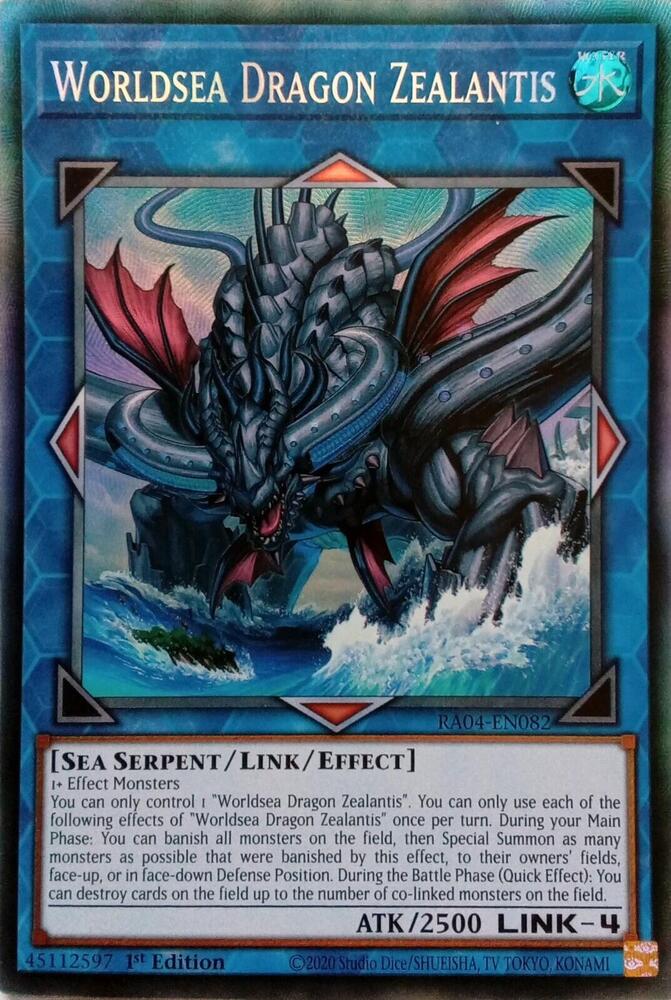 Worldsea Dragon Zealantis (PCR) RA04-EN082 card from Quarter Century Stampede