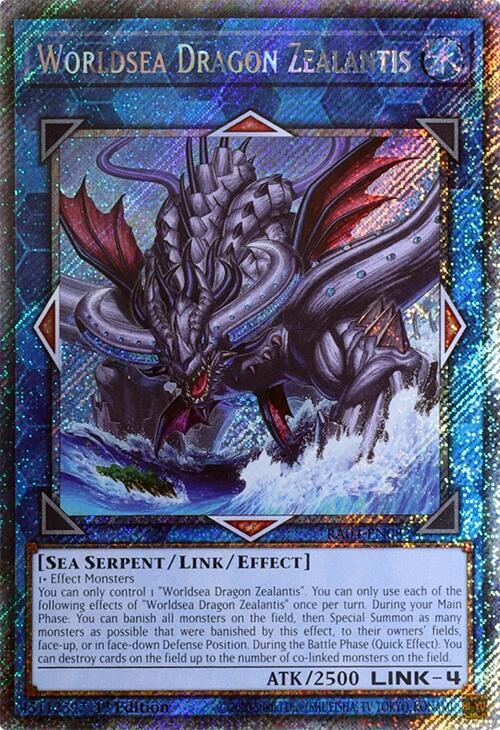 Worldsea Dragon Zealantis (Platinum Secret Rare) RA04-EN082 card from Quarter Century Stampede