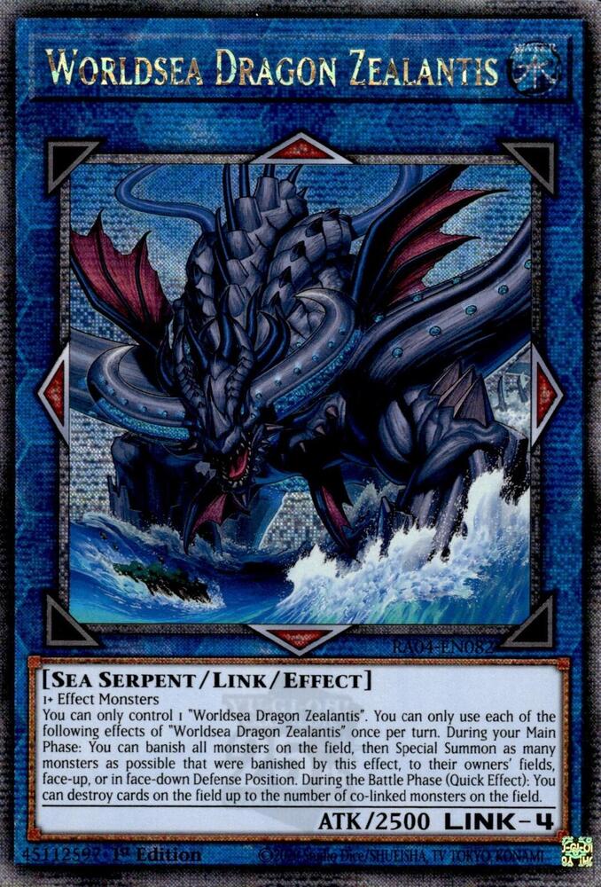 Worldsea Dragon Zealantis (Quarter Century Secret Rare) RA04-EN082 card from Quarter Century Stampede