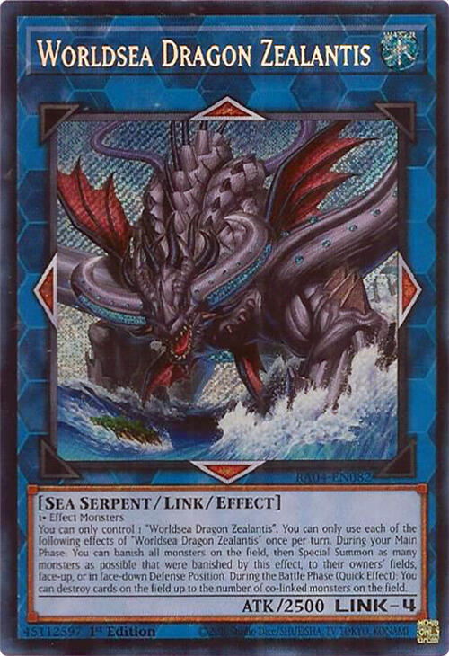 Worldsea Dragon Zealantis (Secret Rare) RA04-EN082 card from Quarter Century Stampede