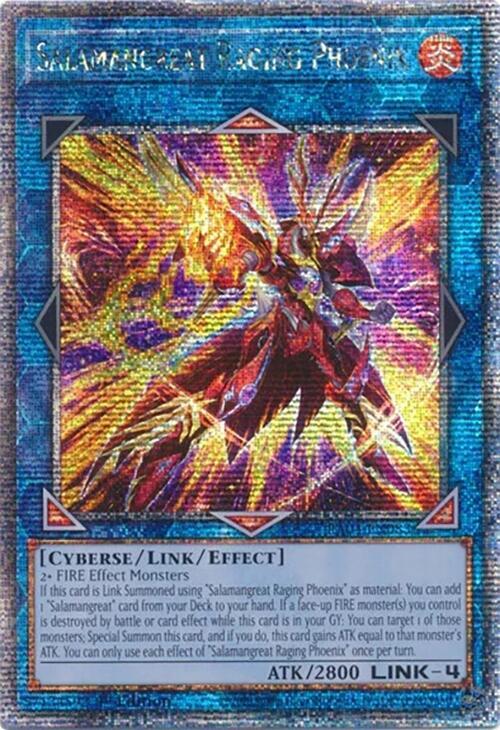 Salamangreat Raging Phoenix (Quarter Century Secret Rare) RA04-EN083 card from Quarter Century Stampede