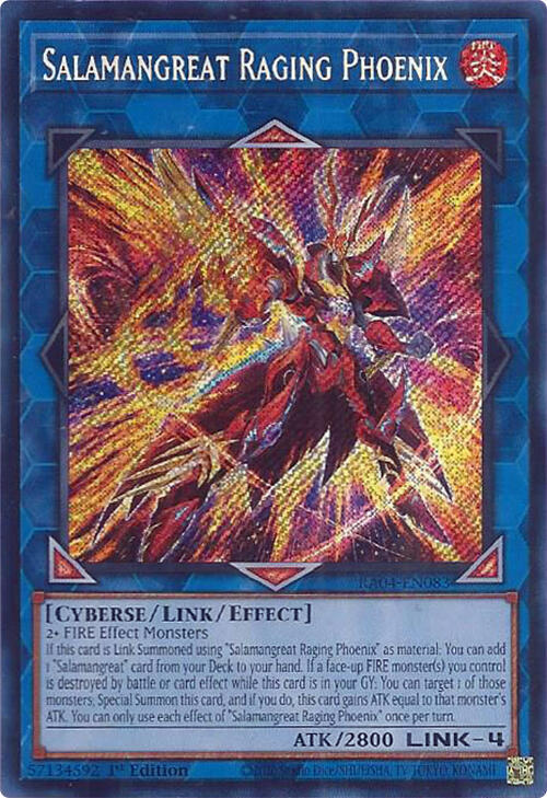 Salamangreat Raging Phoenix (Secret Rare) RA04-EN083 card from Quarter Century Stampede