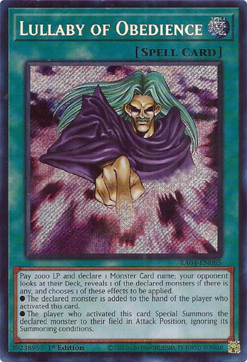 Lullaby of Obedience (Secret Rare) RA04-EN085 card from Quarter Century Stampede