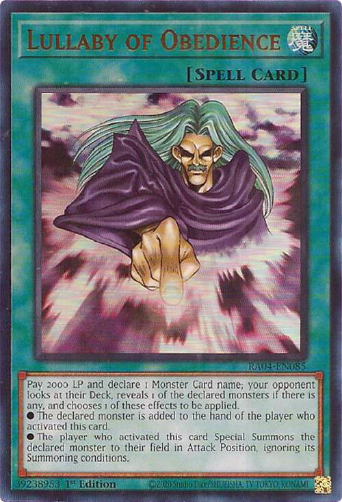 Lullaby of Obedience (UR) RA04-EN085 card from Quarter Century Stampede