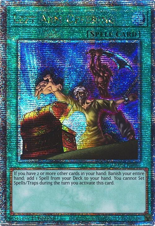 Left Arm Offering (Quarter Century Secret Rare) RA04-EN086 card from Quarter Century Stampede