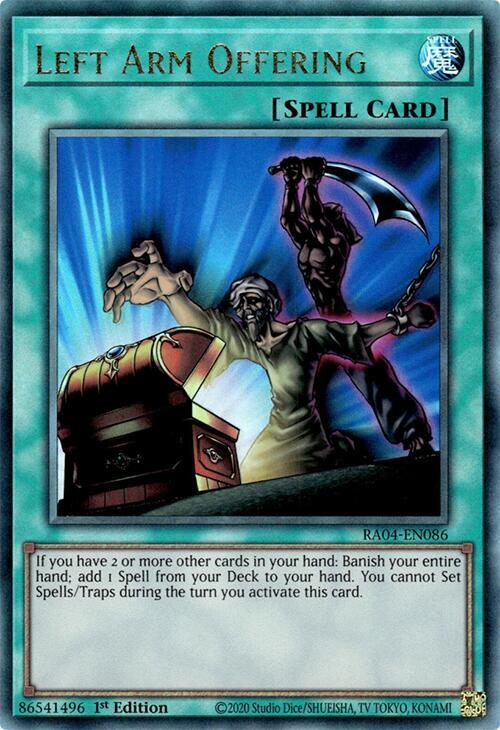 Left Arm Offering (PUR) RA04-EN086 card from Quarter Century Stampede