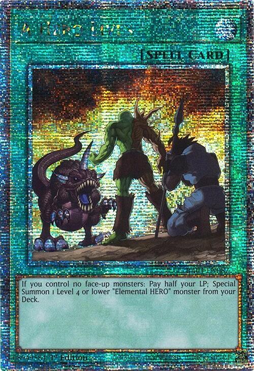 A Hero Lives (Quarter Century Secret Rare) RA04-EN087 card from Quarter Century Stampede