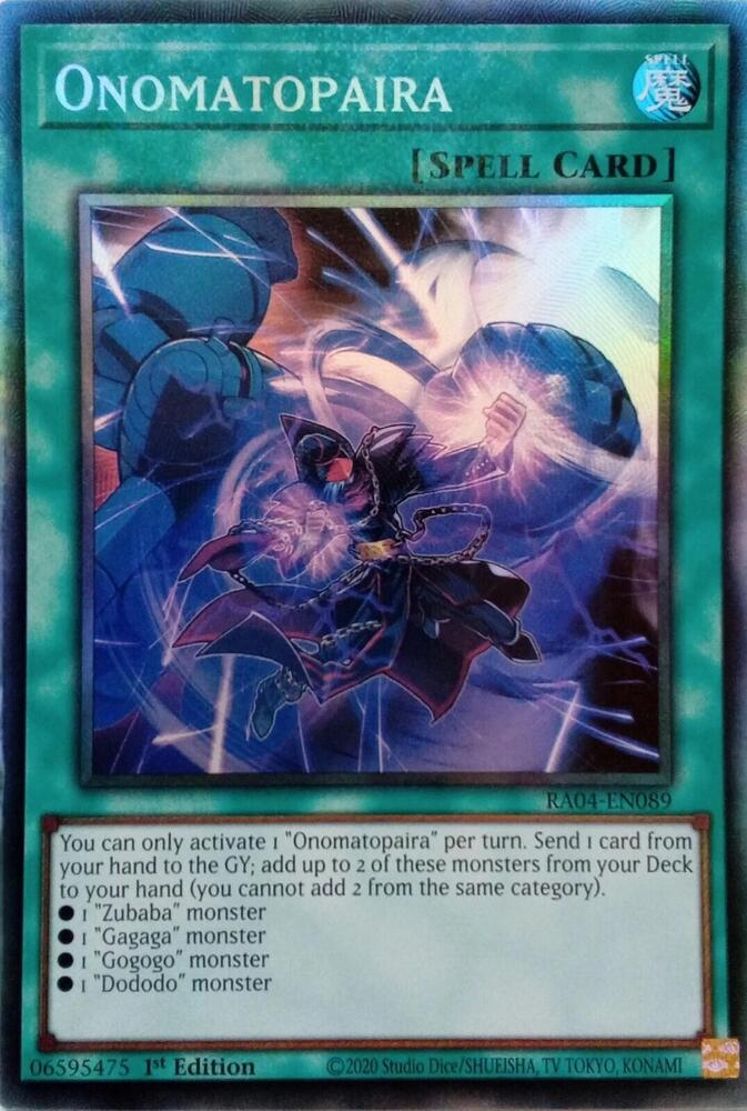 Onomatopaira (PCR) RA04-EN089 card from Quarter Century Stampede