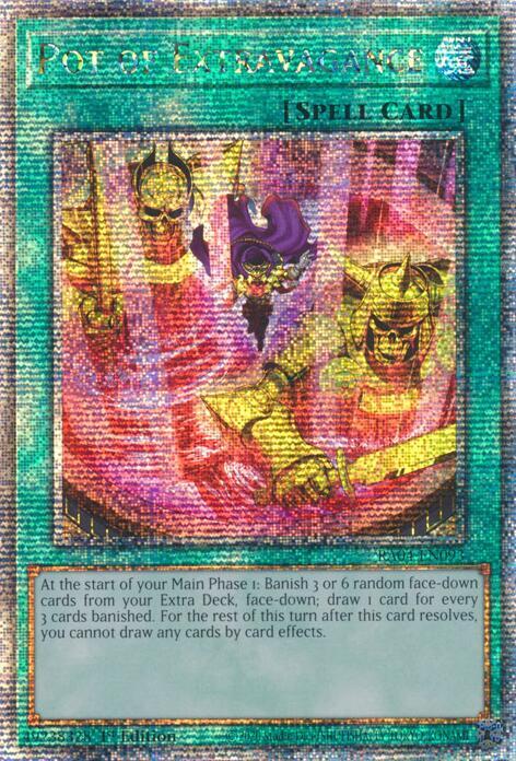 Pot of Extravagance (New Art) (Quarter Century Secret Rare) RA04-EN093 card from Quarter Century Stampede