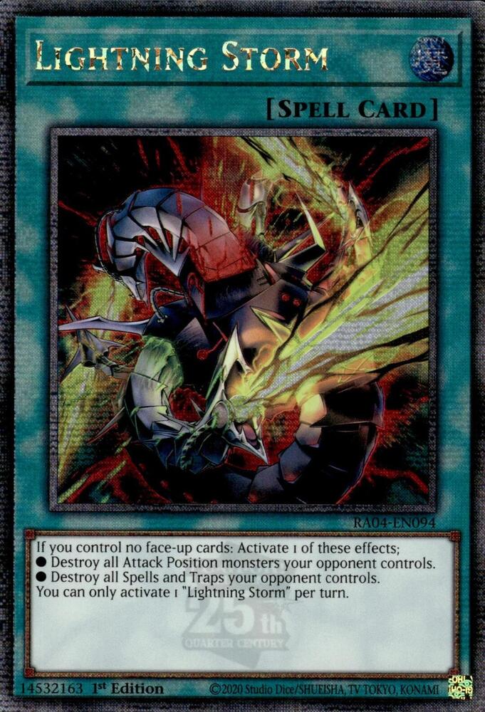 Lightning Storm (New Art) (Quarter Century Secret Rare) RA04-EN094 card from Quarter Century Stampede