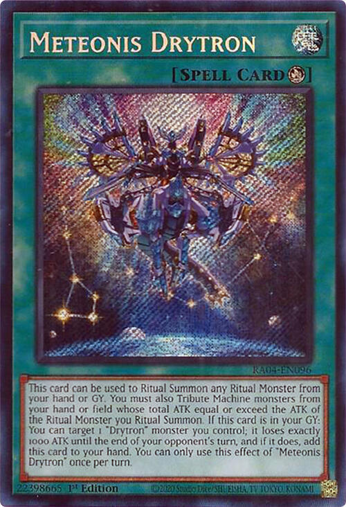 Meteonis Drytron (Secret Rare) RA04-EN096 card from Quarter Century Stampede