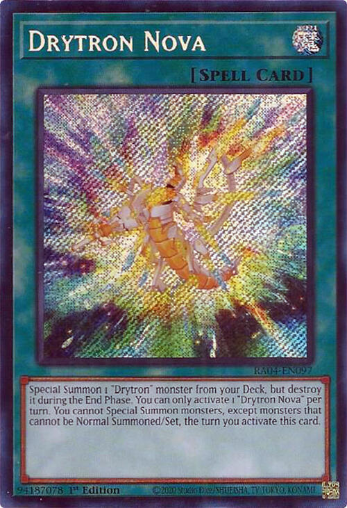 Drytron Nova (Secret Rare) RA04-EN097 card from Quarter Century Stampede
