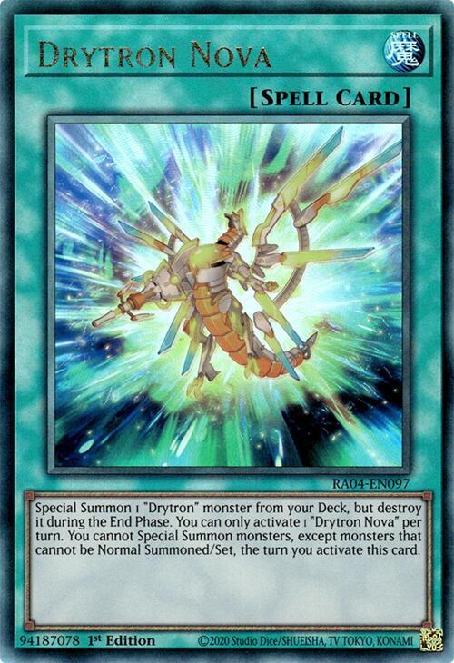 Drytron Nova (PUR) RA04-EN097 card from Quarter Century Stampede