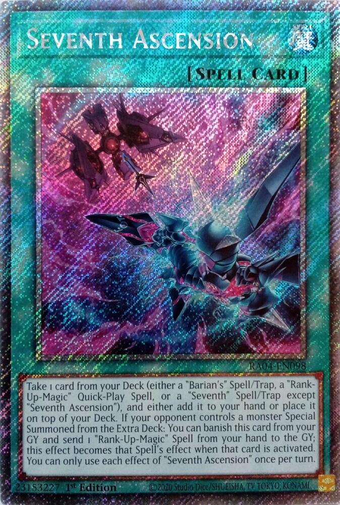 Seventh Ascension (Platinum Secret Rare) RA04-EN098 card from Quarter Century Stampede